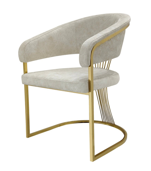 Porado Chair - Velvet - Elegant Gold Metal Frame Tub Chair