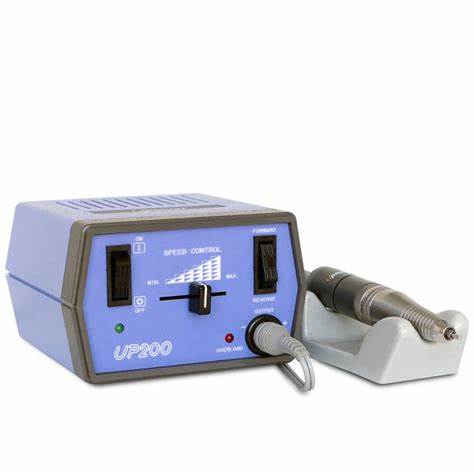 An image of a Urawa UP 200 E-File Drill, showing a blue and gray colored drill with a file attached, displayed on a white background.